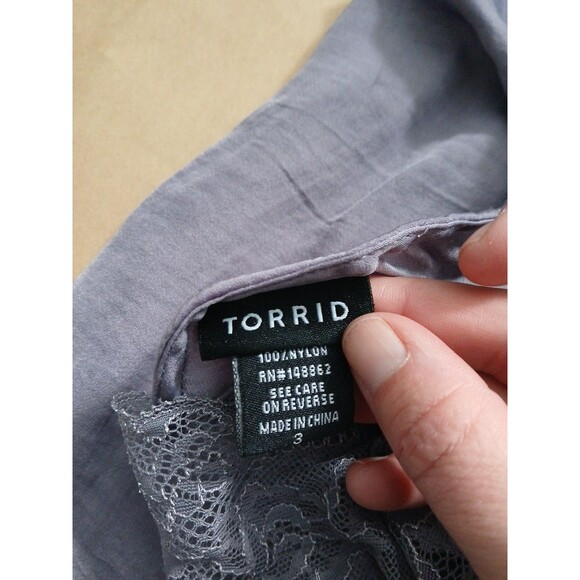 Torrid Gray Lace Trim Sexy Cami Tank Lingerie Festival Concert Plus Size 3X - Picture 5 of 7
